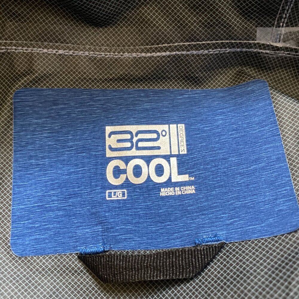 32 DEGREES COOL lightweight breathable lined hooded rain coat, blue, sz L EUC. - Picture 11 of 13